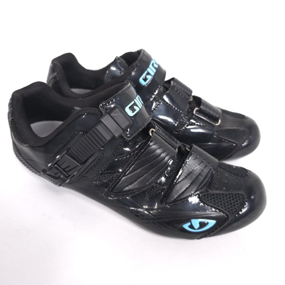 GIRO New Women's Solara Cycling Shoes US 8.25 EU 40 Black & Milke Blue Road Clip